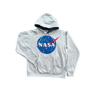 Nasa Mens Pullover Graphic Hoodie Sweatshirt Long Sleeve Pockets Size M Gray